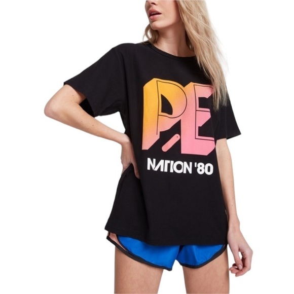 P.E Nation Overspin Tee Black Distressed Oversized T-Shirt XS - Picture 1 of 7